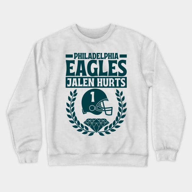 Philadelphia Eagles Jalen Hurts 1 Helmet American Football Crewneck Sweatshirt by Astronaut.co